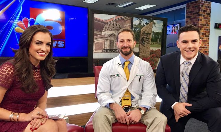 Dr. Bryan Lusk with Miss Louisiana Lauren Vizza and Steve Bender at NBC